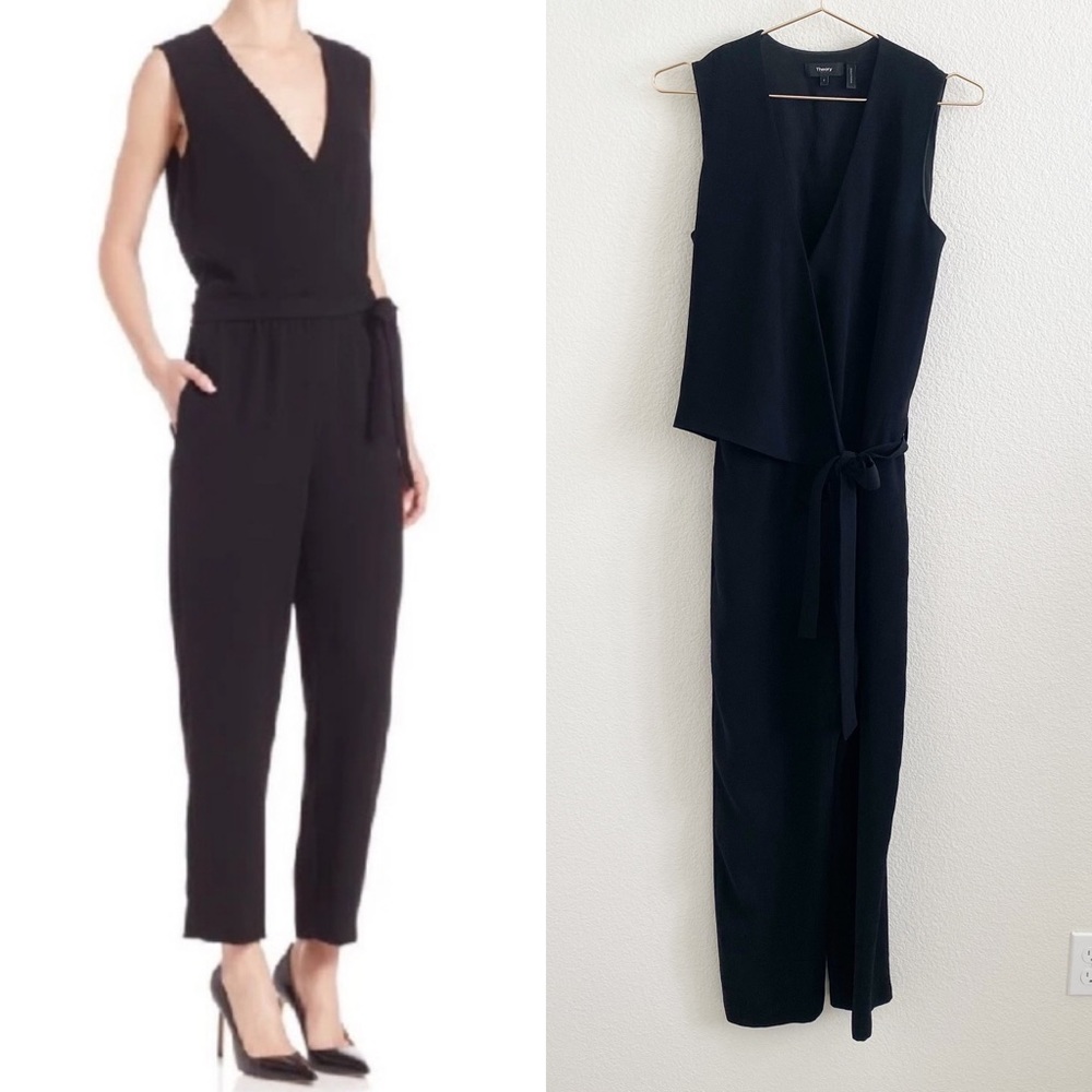 Theory Alvmie Admiral Crepe Jumpsuit Pant Suit Black